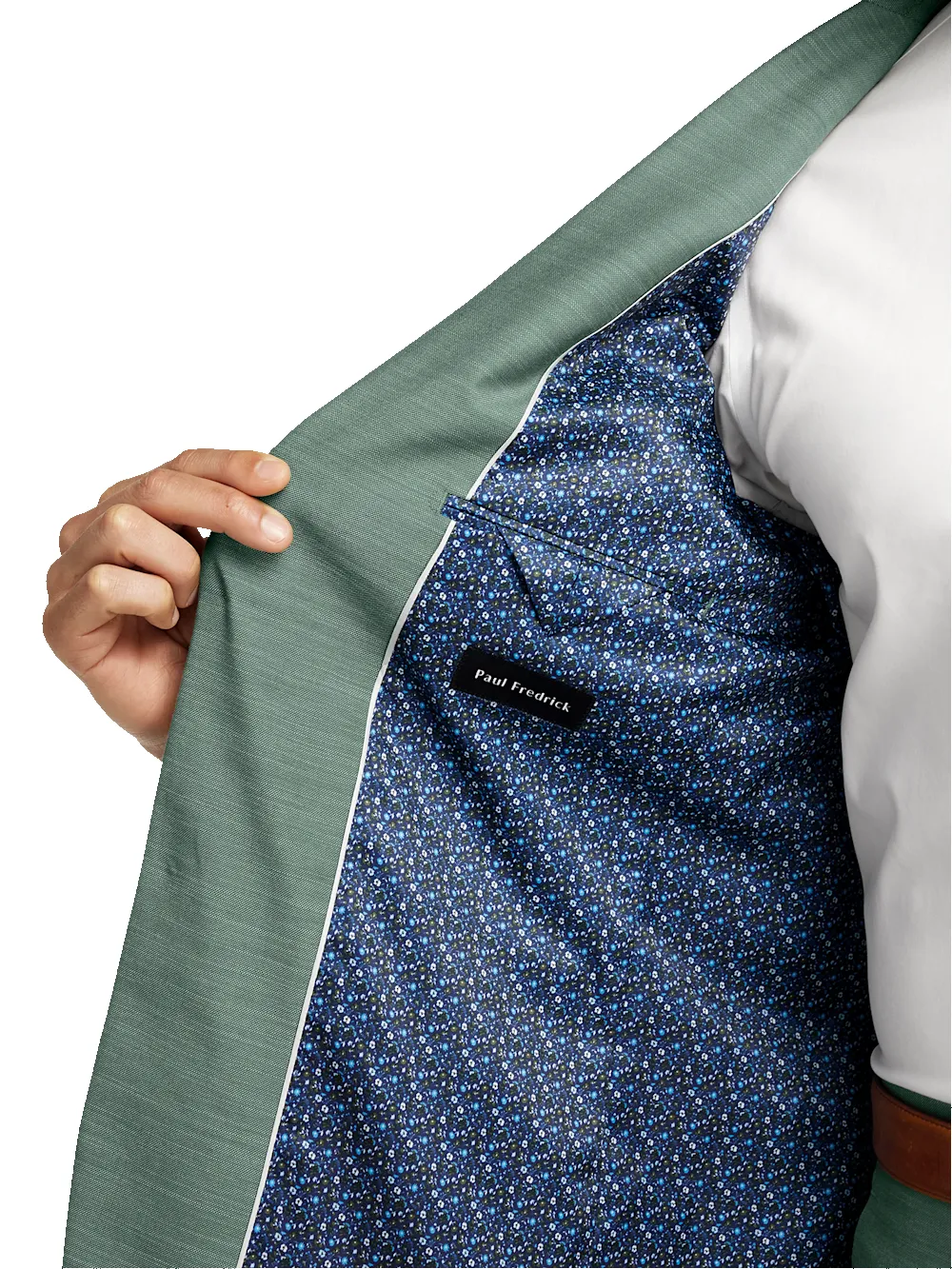 Microfiber Linen Blend Peak Lapel Suit - sold by Paul Fredrick product image thumbnail 4