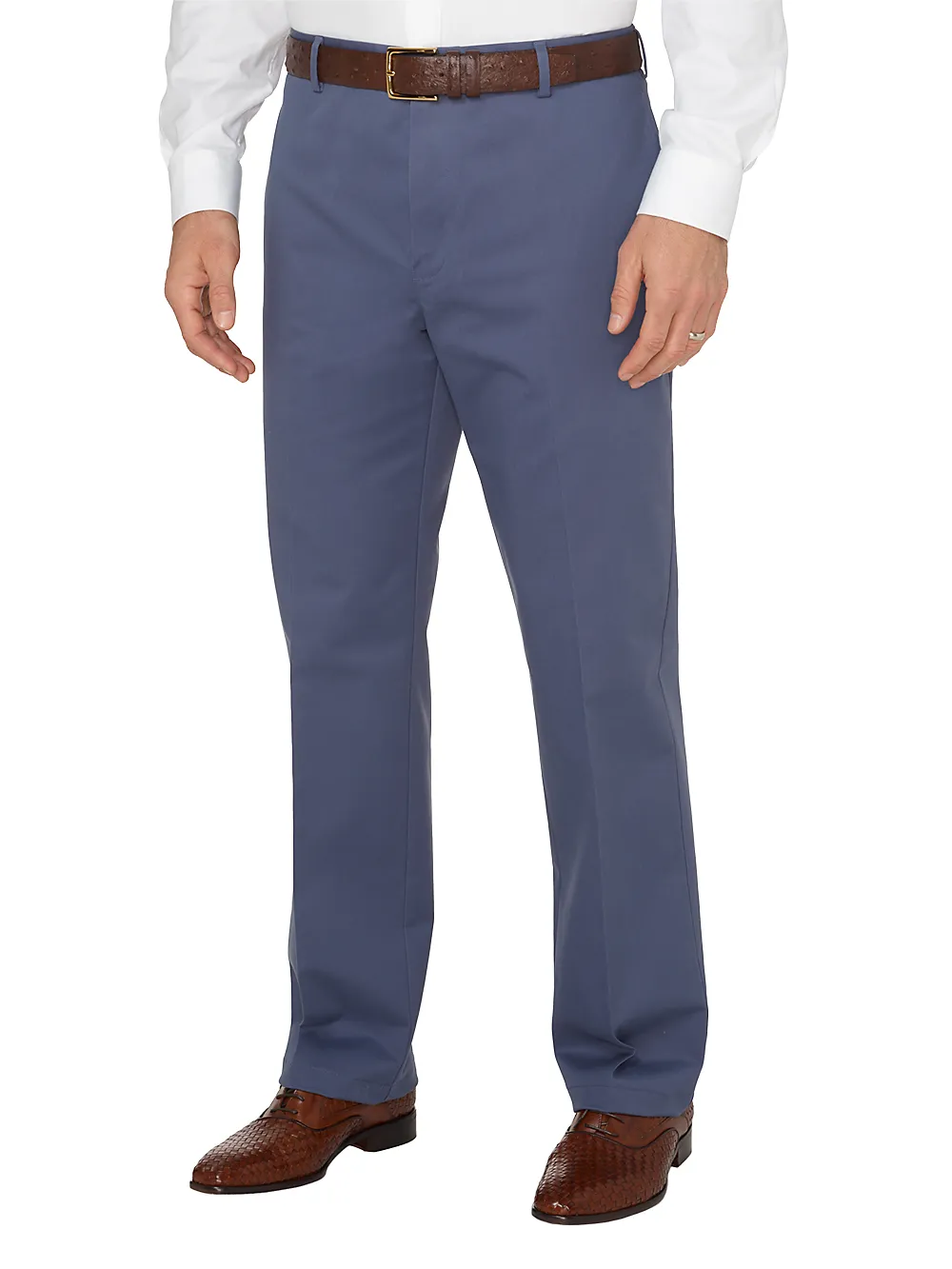 Non-Iron Impeccable Flat Front Pant - Slate Blue sold by Paul Fredrick