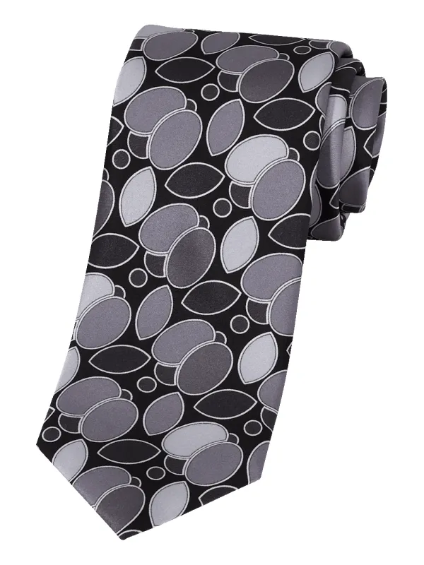 Medallion Printed Italian Silk Tie - Black made by Paul Fredrick