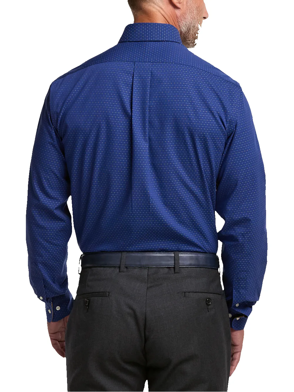 Comfort Stretch Non-Iron Dot Dress Shirt With Contrast Trim - Navy/gold sold by Paul Fredrick product image thumbnail 5