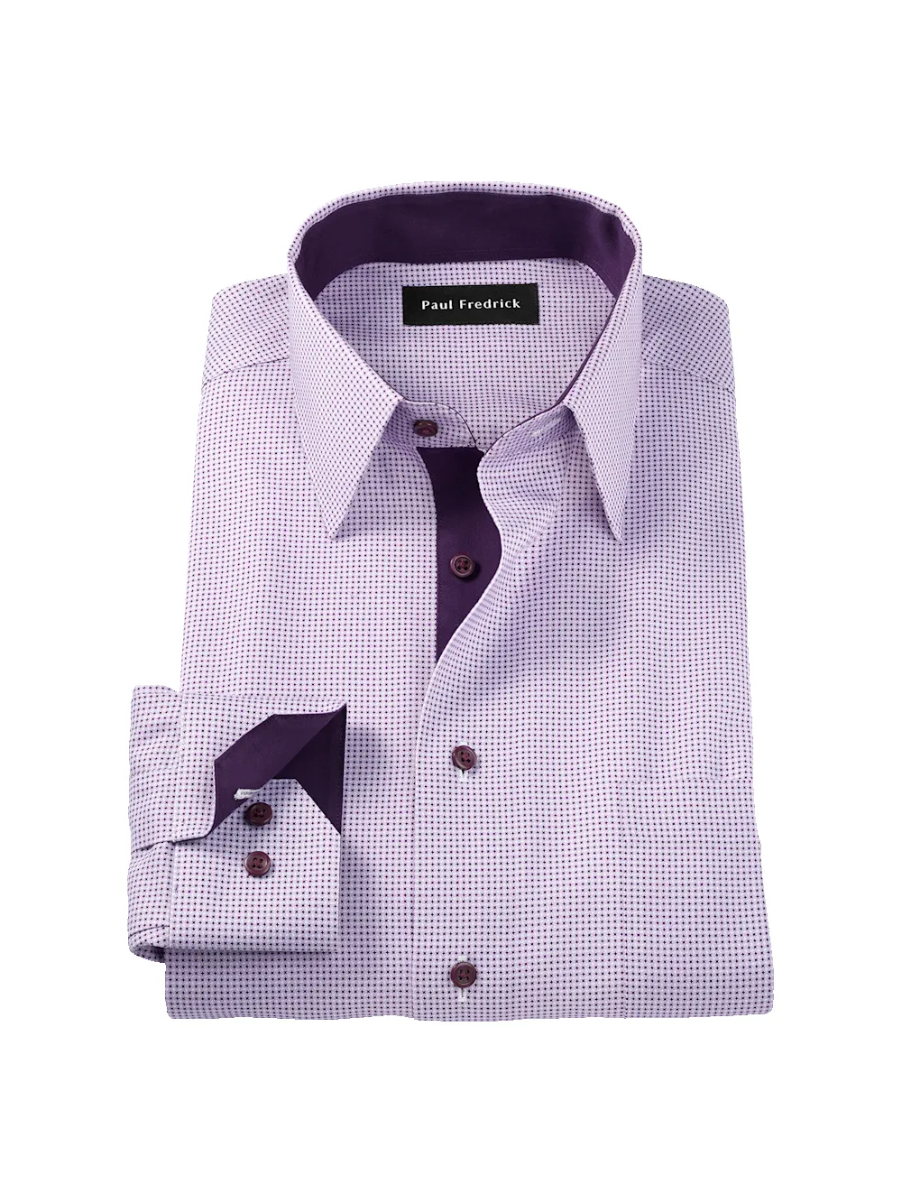 Comfort Stretch Non-Iron Geometric Dress Shirt With Contrast Trim - Purple sold by Paul Fredrick