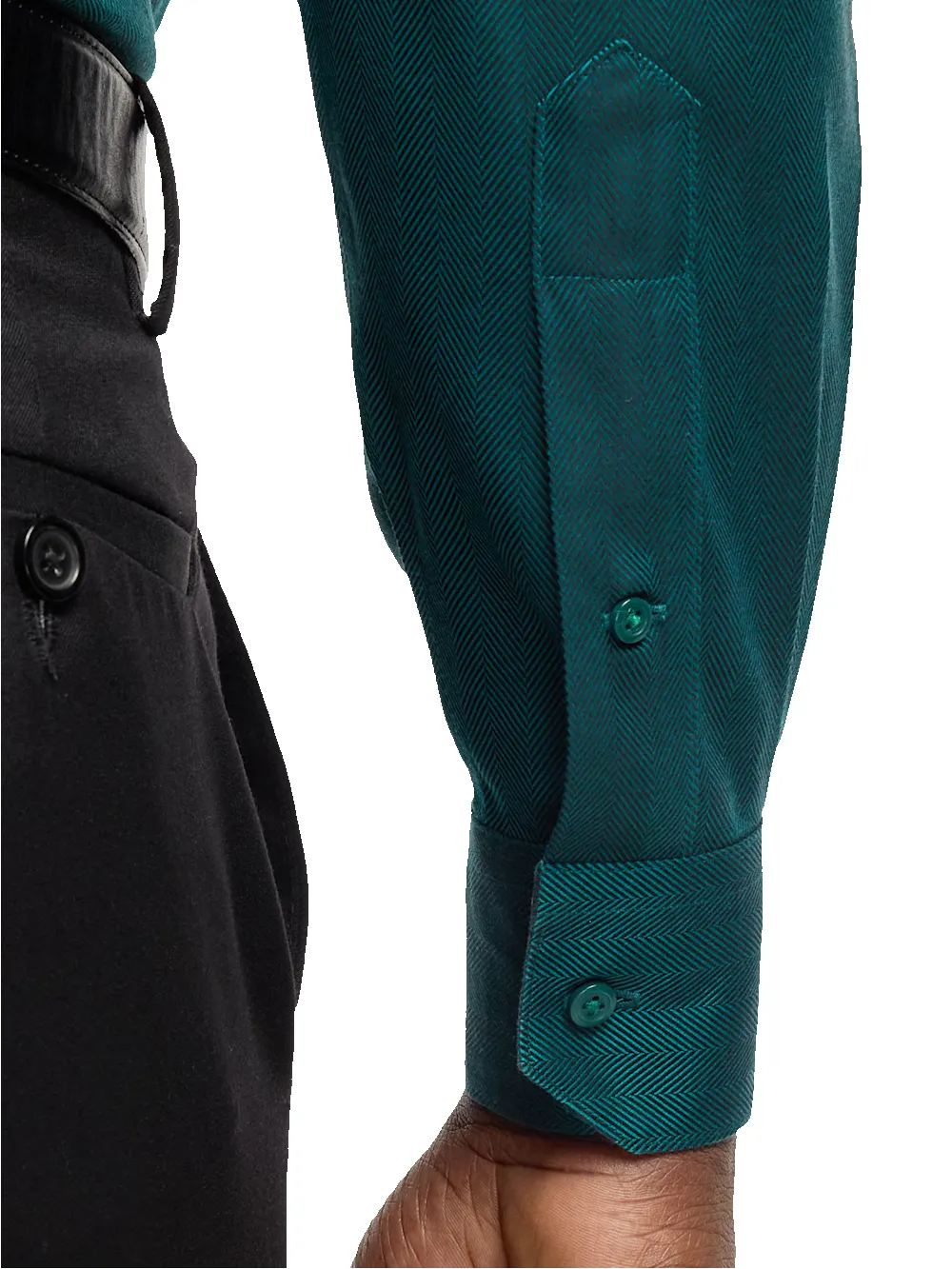 Comfort Stretch Non-Iron Herringbone Dress Shirt With Contrast Trim� - Teal sold by Paul Fredrick product image thumbnail 4