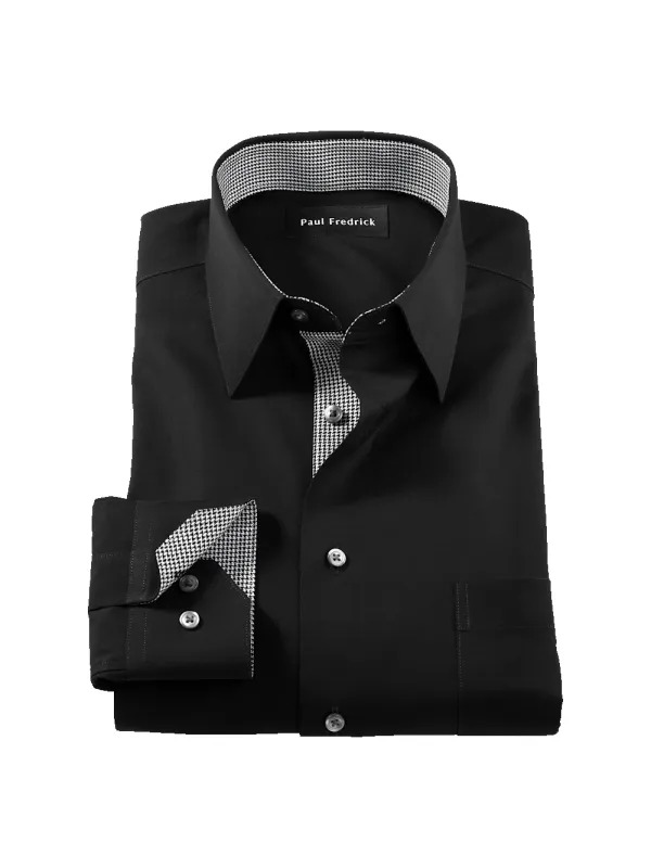 Comfort Stretch Non-Iron Solid Dress Shirt With Contrast Trim - Black sold by Paul Fredrick