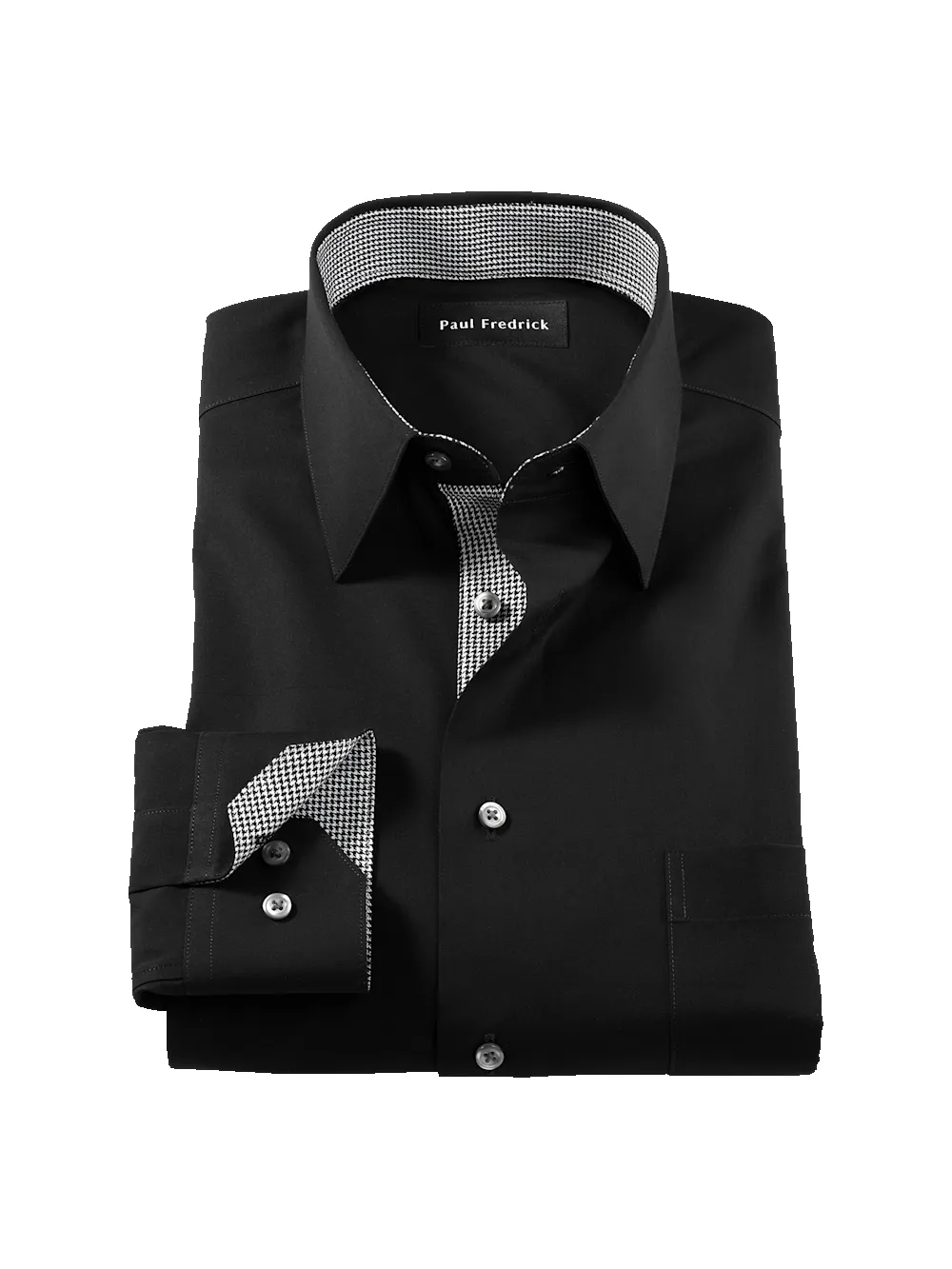 Comfort Stretch Non-Iron Solid Dress Shirt With Contrast Trim - Black sold by Paul Fredrick