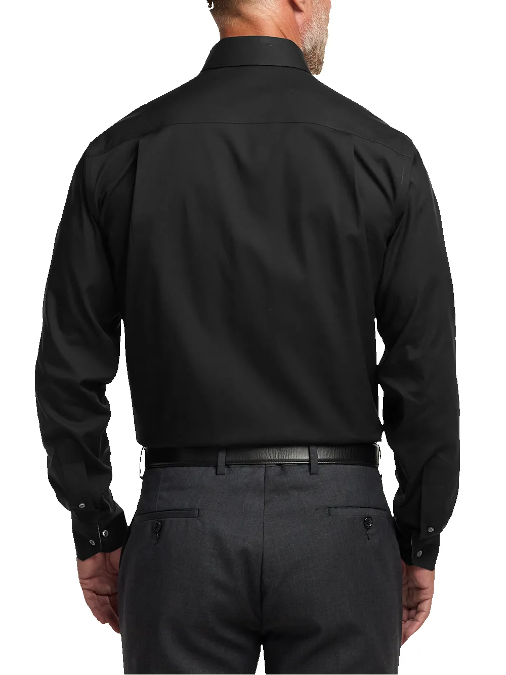Comfort Stretch Non-Iron Solid Dress Shirt With Contrast Trim - Black sold by Paul Fredrick product image thumbnail 5
