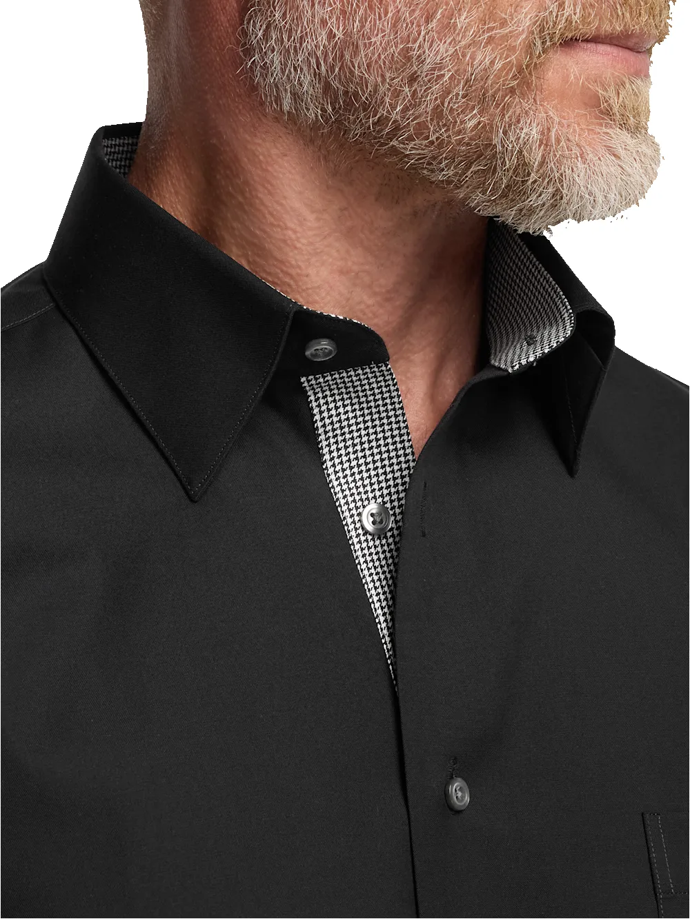 Comfort Stretch Non-Iron Solid Dress Shirt With Contrast Trim - Black sold by Paul Fredrick product image thumbnail 3