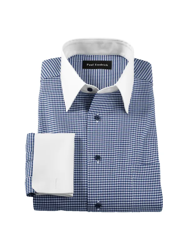 Comfort Stretch Non-Iron Houndstooth Dress Shirt - Blue sold by Paul Fredrick