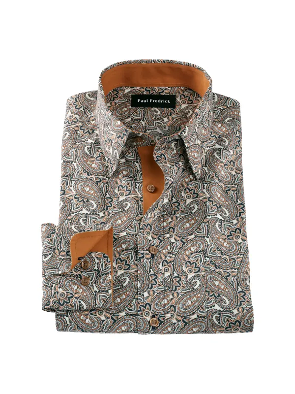 Comfort Stretch Non-Iron Paisley Dress Shirt With Contrast Trim - Multi sold by Paul Fredrick
