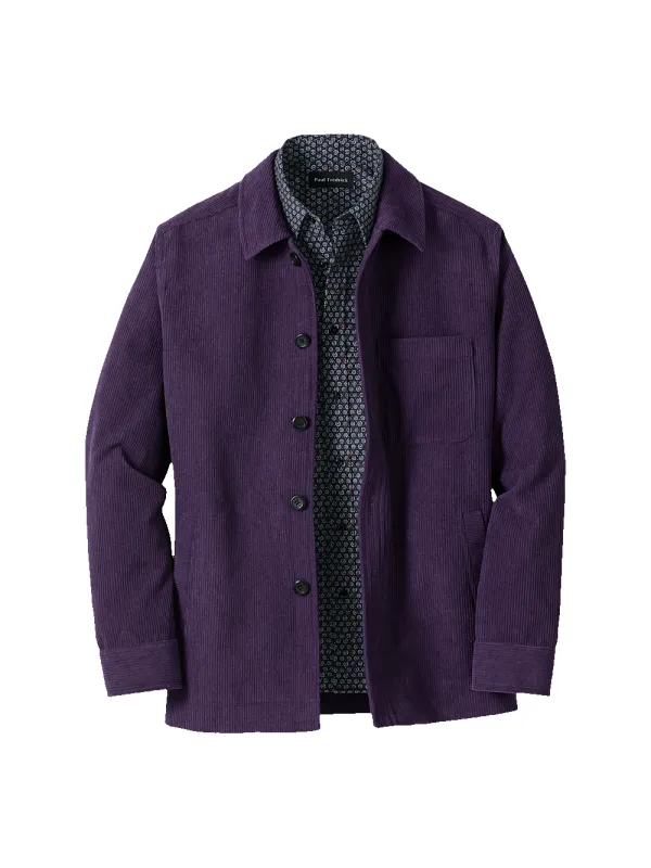 Microfiber Corduroy Shirt Jacket - Purple sold by Paul Fredrick