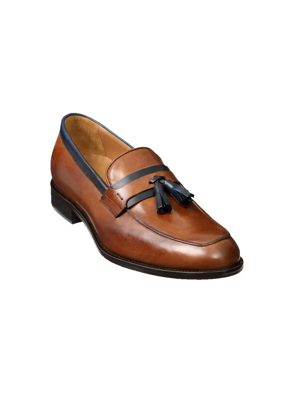Bryant Tassel Loafer - Chestnut/navy sold by Paul Fredrick