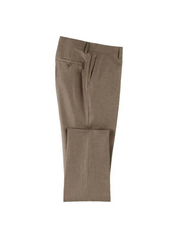 Wool Flannel Houndstooth Pants - Brown sold by Paul Fredrick