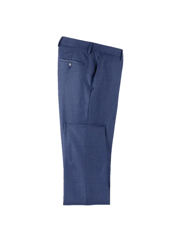 Wool Flannel Houndstooth Pants - Blue sold by Paul Fredrick