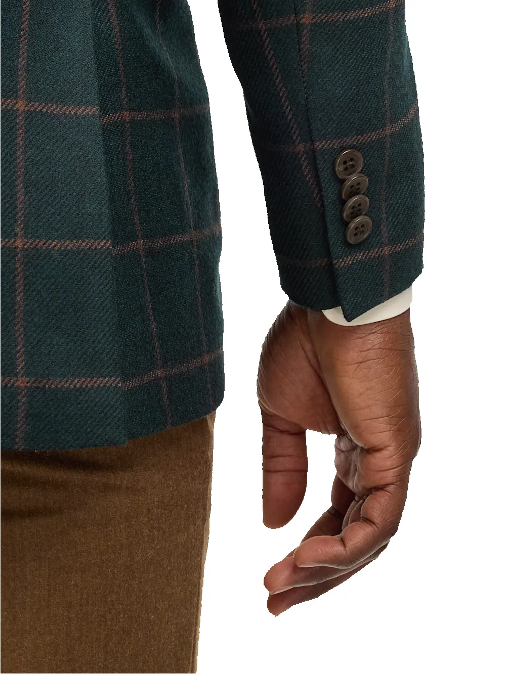 Wool Blend Windowpane Single Breasted Notch Lapel Sport Coat - Dark Green sold by Paul Fredrick product image thumbnail 3