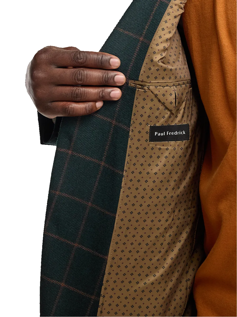 Wool Blend Windowpane Single Breasted Notch Lapel Sport Coat - Dark Green sold by Paul Fredrick product image thumbnail 4