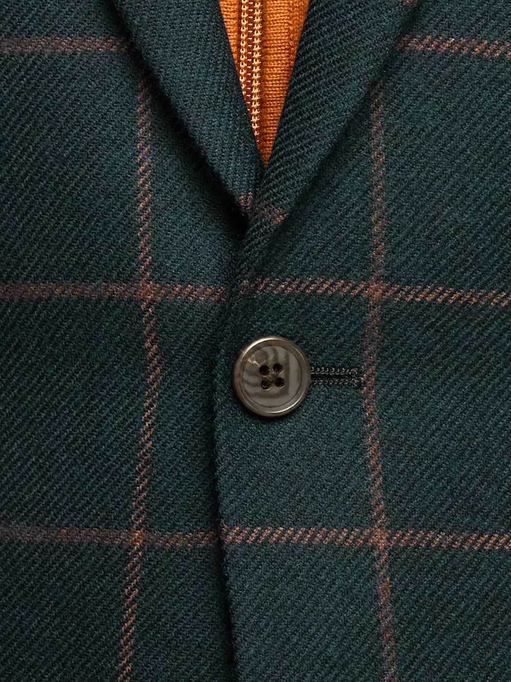 Wool Blend Windowpane Single Breasted Notch Lapel Sport Coat - Dark Green sold by Paul Fredrick product image thumbnail 5