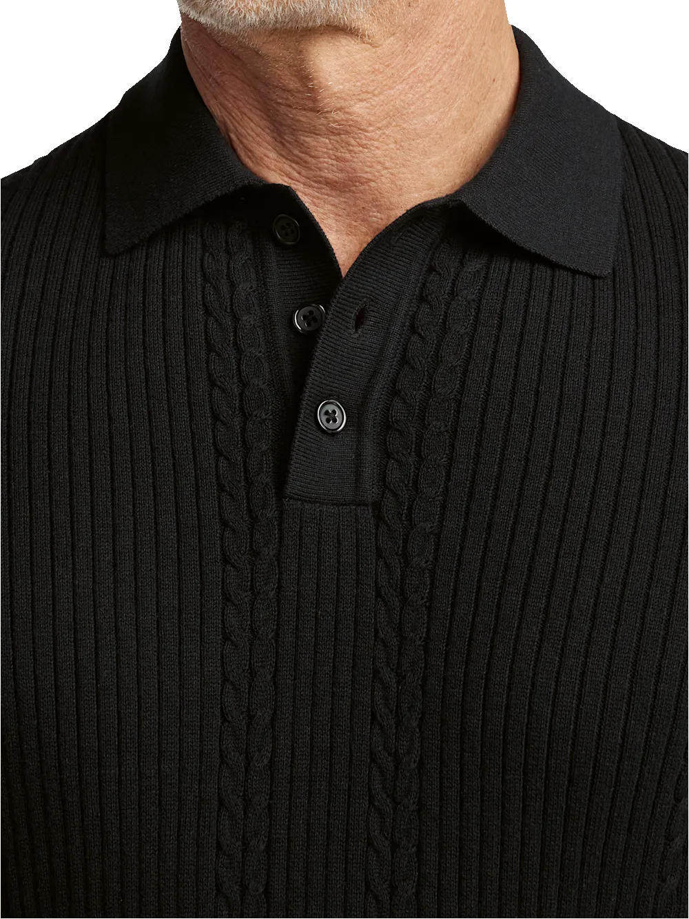 Cotton Three Button Polo - Black sold by Paul Fredrick product image thumbnail 3