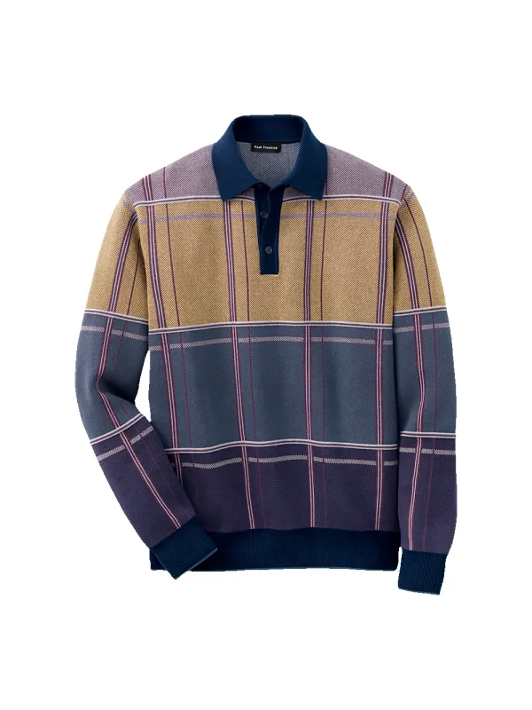 Cotton Three Button Polo - Multi sold by Paul Fredrick