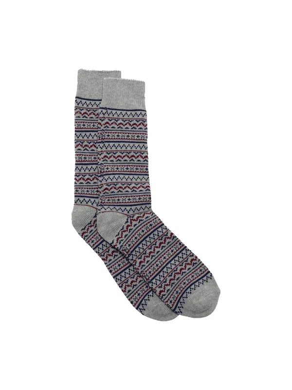 Geometric Cotton Blend Sock - Grey Multi sold by Paul Fredrick
