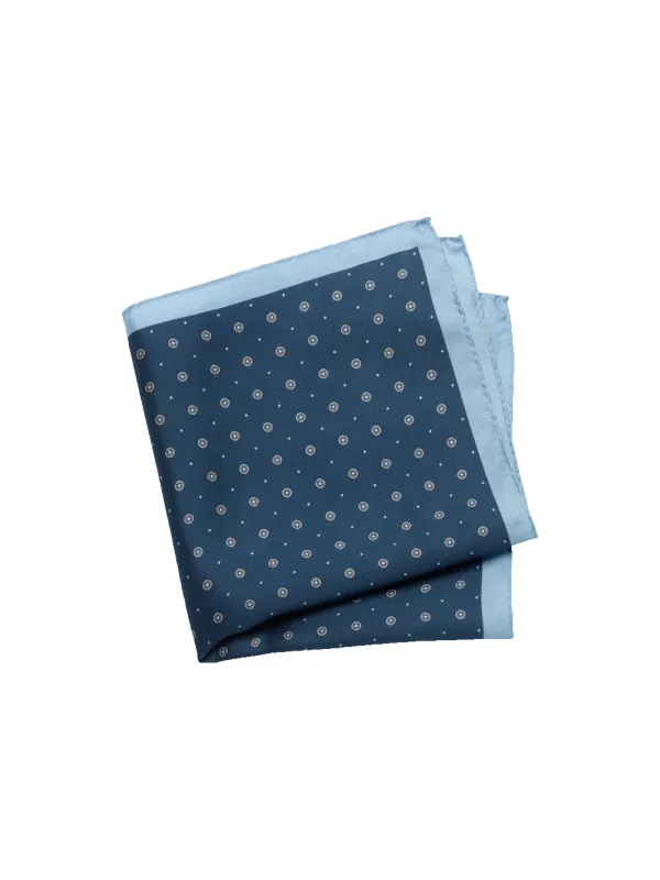 Medallion Silk Pocket Square - Blue sold by Paul Fredrick