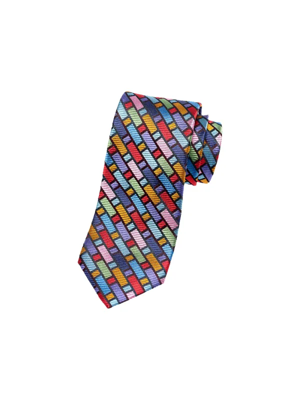 Geometric Woven Silk Tie - Multi sold by Paul Fredrick