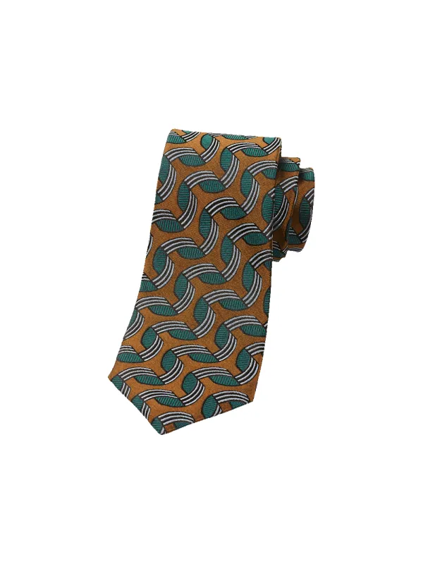 Abstract Woven Silk Tie - Brown/green sold by Paul Fredrick