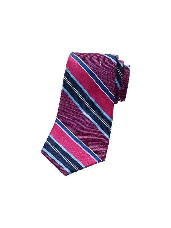 Stripe Woven Silk Tie - Blue/berry sold by Paul Fredrick