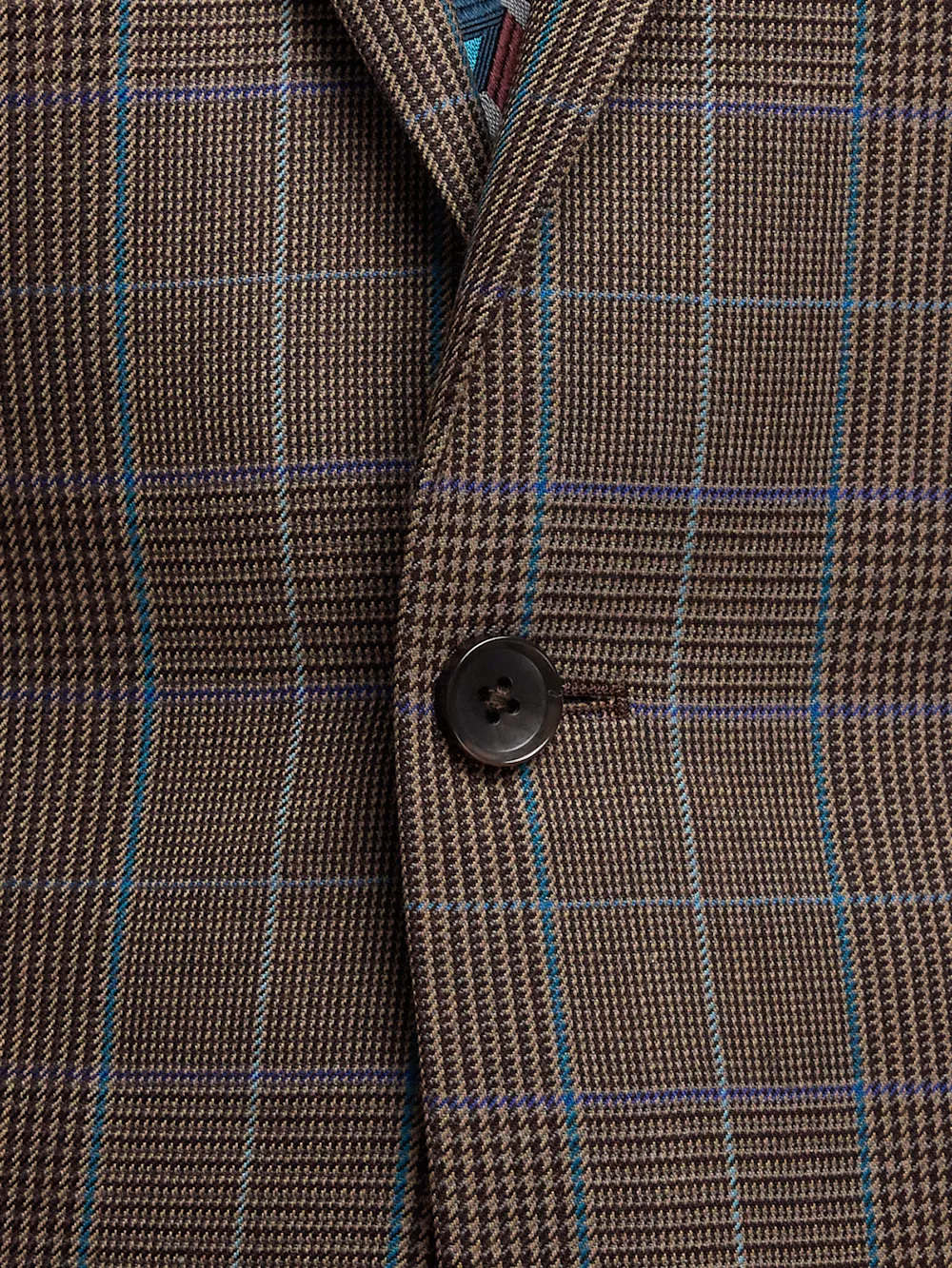 Wool Blend Plaid Single Breasted Notch Lapel Suit - Brown/blue sold by Paul Fredrick product image thumbnail 5