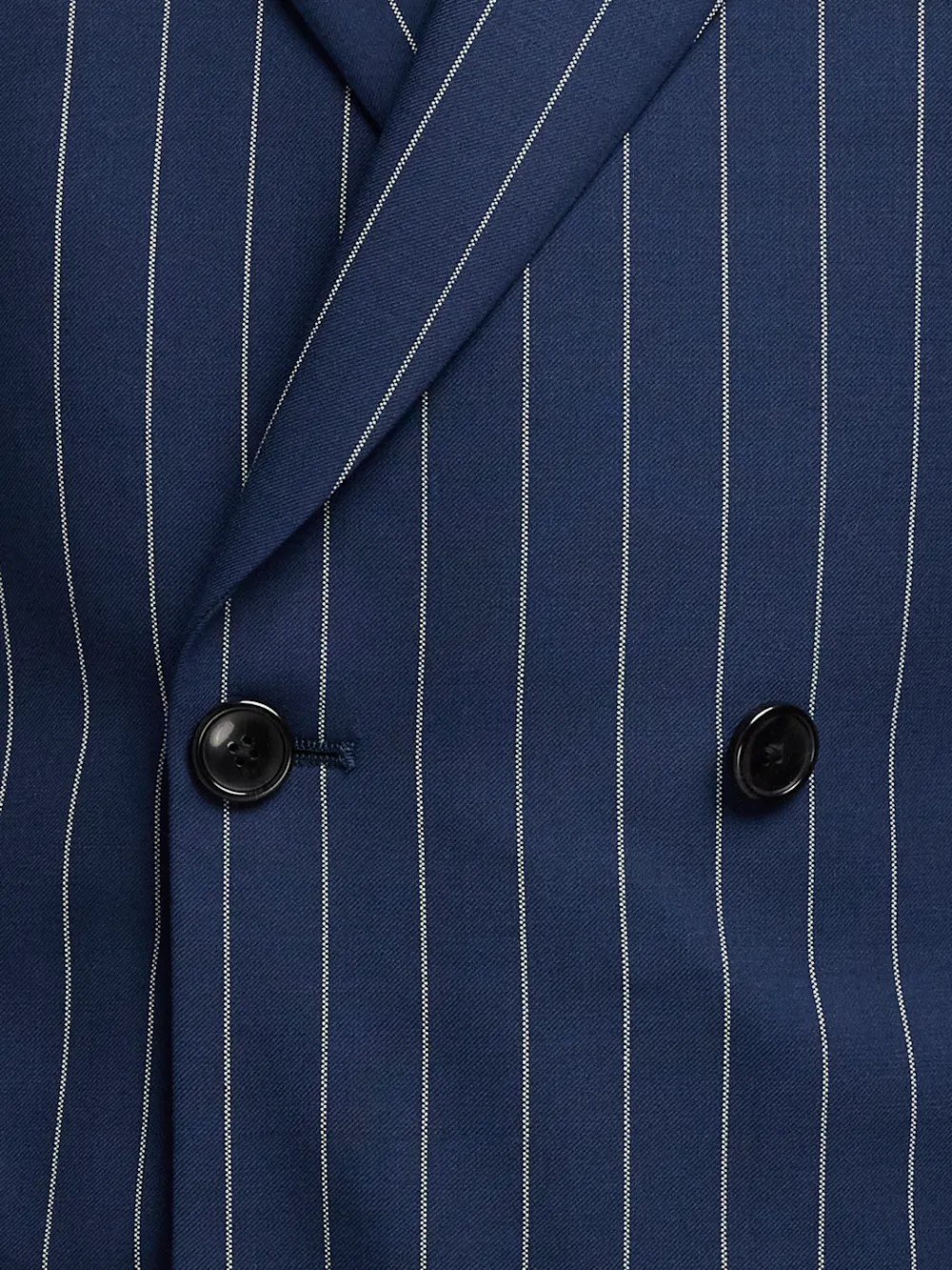 Wool Stretch Stripe Double Breasted Peak Lapel Suit - Blue sold by Paul Fredrick product image thumbnail 5