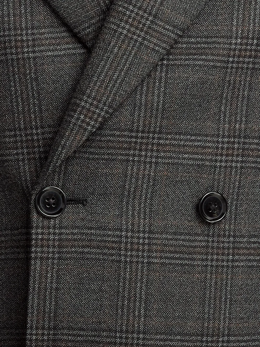 Wool Plaid Double Breasted Peak Lapel Suit - Charcoal sold by Paul Fredrick product image thumbnail 5