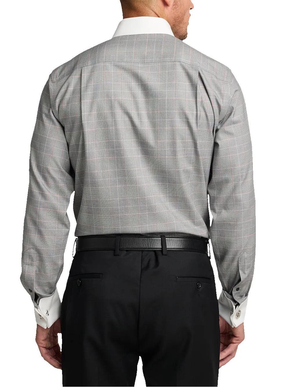Comfort Stretch Non-Iron Plaid Dress Shirt - Black sold by Paul Fredrick product image thumbnail 5