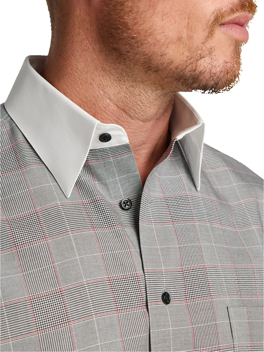 Comfort Stretch Non-Iron Plaid Dress Shirt - Black sold by Paul Fredrick product image thumbnail 3