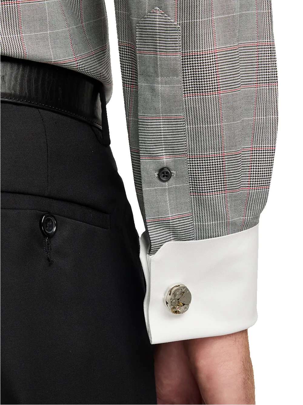 Comfort Stretch Non-Iron Plaid Dress Shirt - Black sold by Paul Fredrick product image thumbnail 4