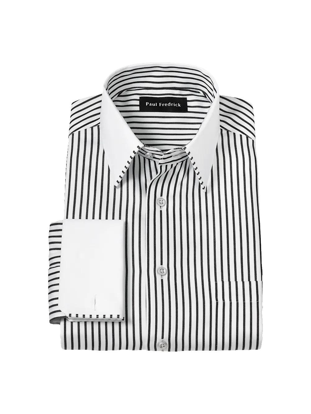 Comfort Stretch Non-Iron Stripe Dress Shirt With Contrast Trim - Black sold by Paul Fredrick