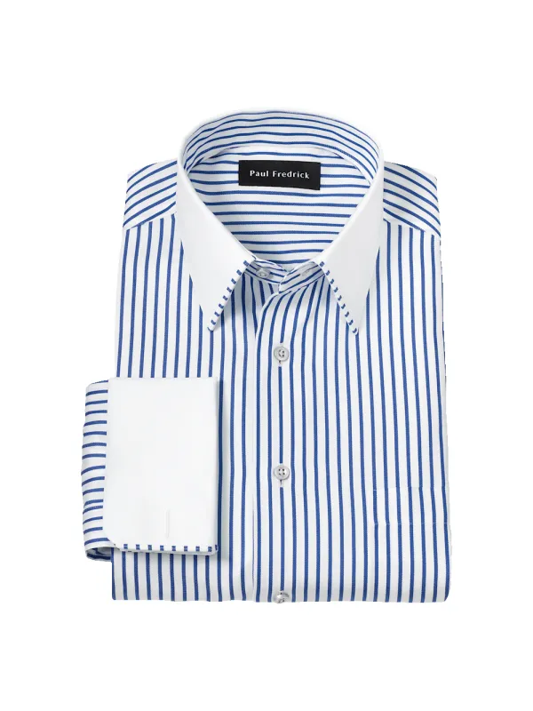 Comfort Stretch Non-Iron Stripe Dress Shirt With Contrast Trim - Blue sold by Paul Fredrick