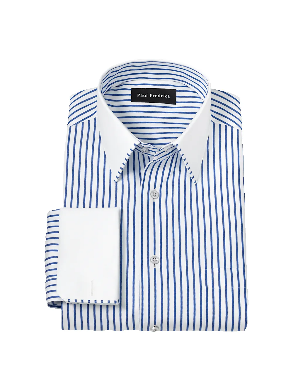 Comfort Stretch Non-Iron Stripe Dress Shirt With Contrast Trim - Blue sold by Paul Fredrick