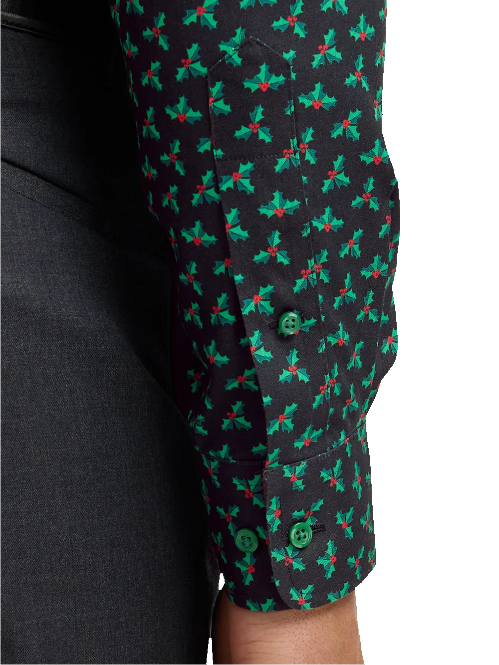 Comfort Stretch Non-Iron Novelty Dress Shirt With Contrast Trim - Black sold by Paul Fredrick product image thumbnail 4