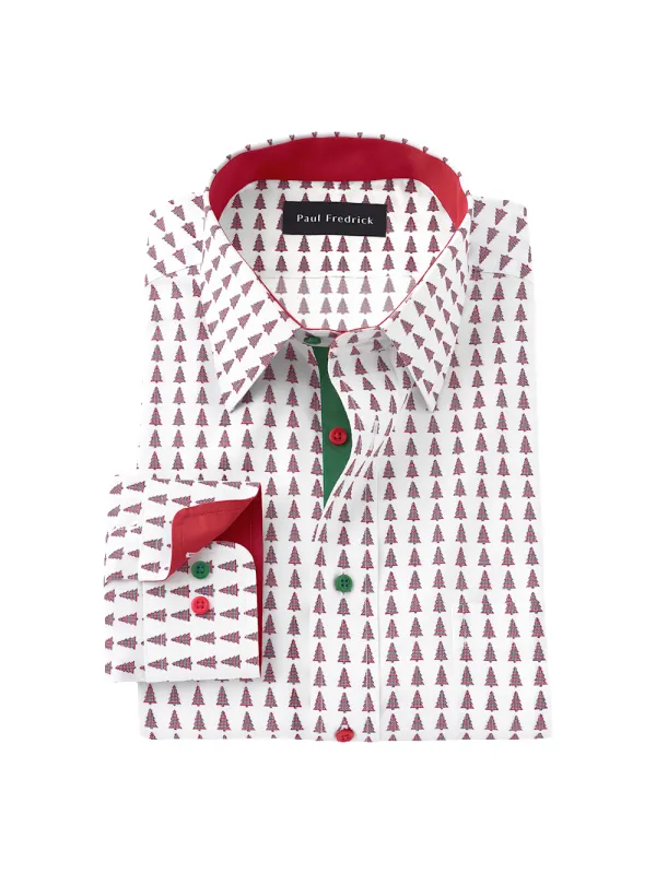 Comfort Stretch Non-Iron Novelty Dress Shirt With Contrast Trim - Red/green sold by Paul Fredrick