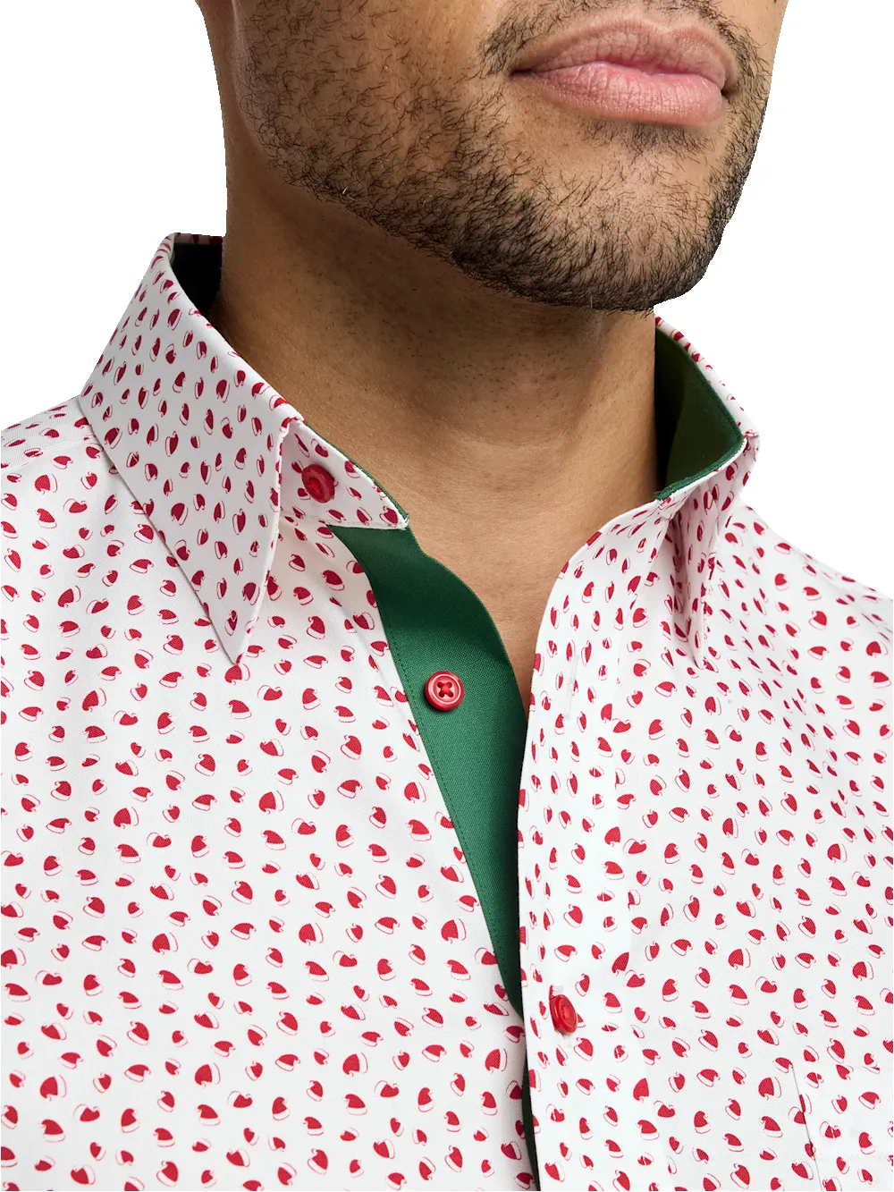 Comfort Stretch Non-Iron Novelty Dress Shirt With Contrast Trim - Red sold by Paul Fredrick product image thumbnail 3