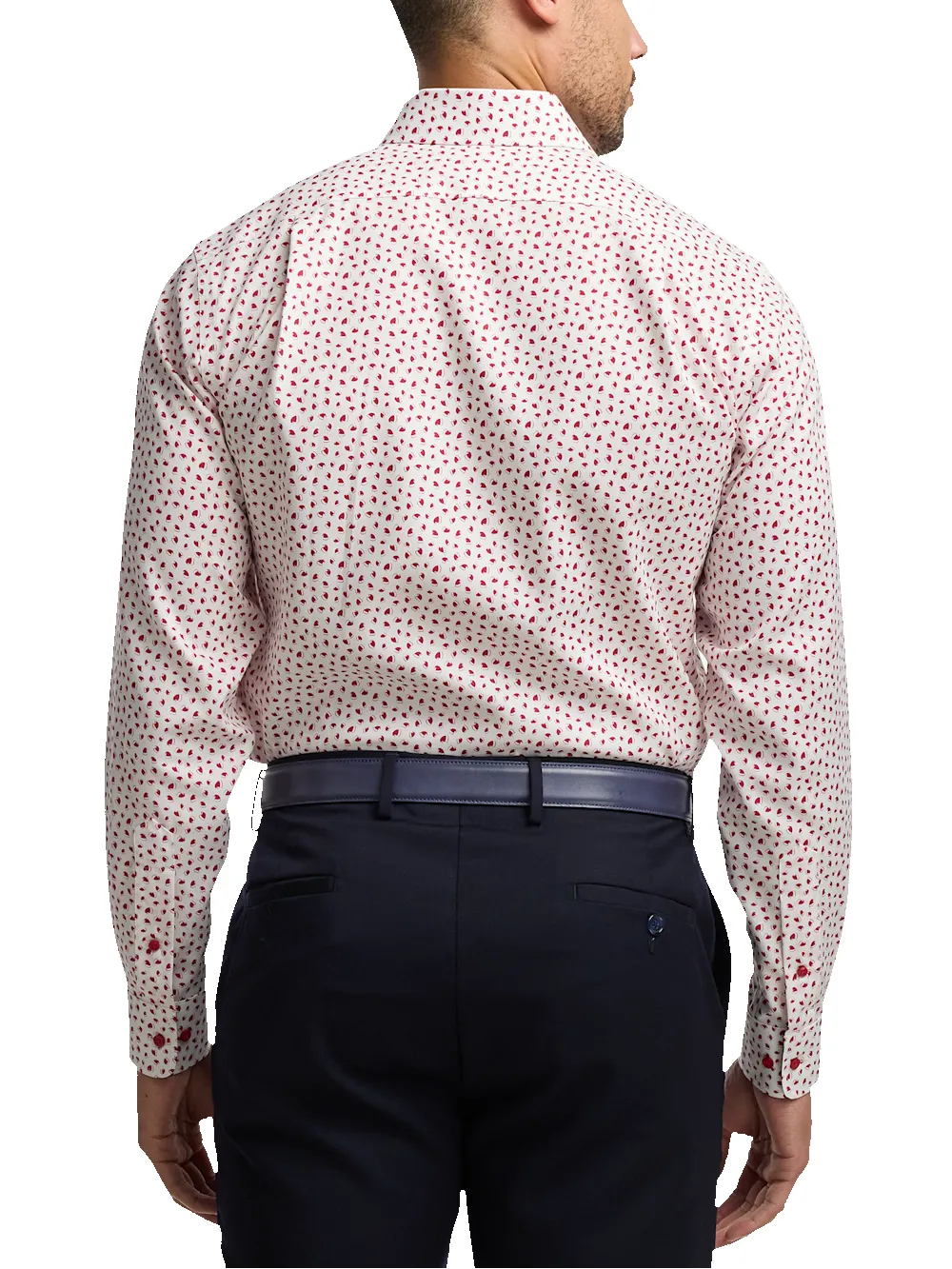 Comfort Stretch Non-Iron Novelty Dress Shirt With Contrast Trim - Red sold by Paul Fredrick product image thumbnail 5