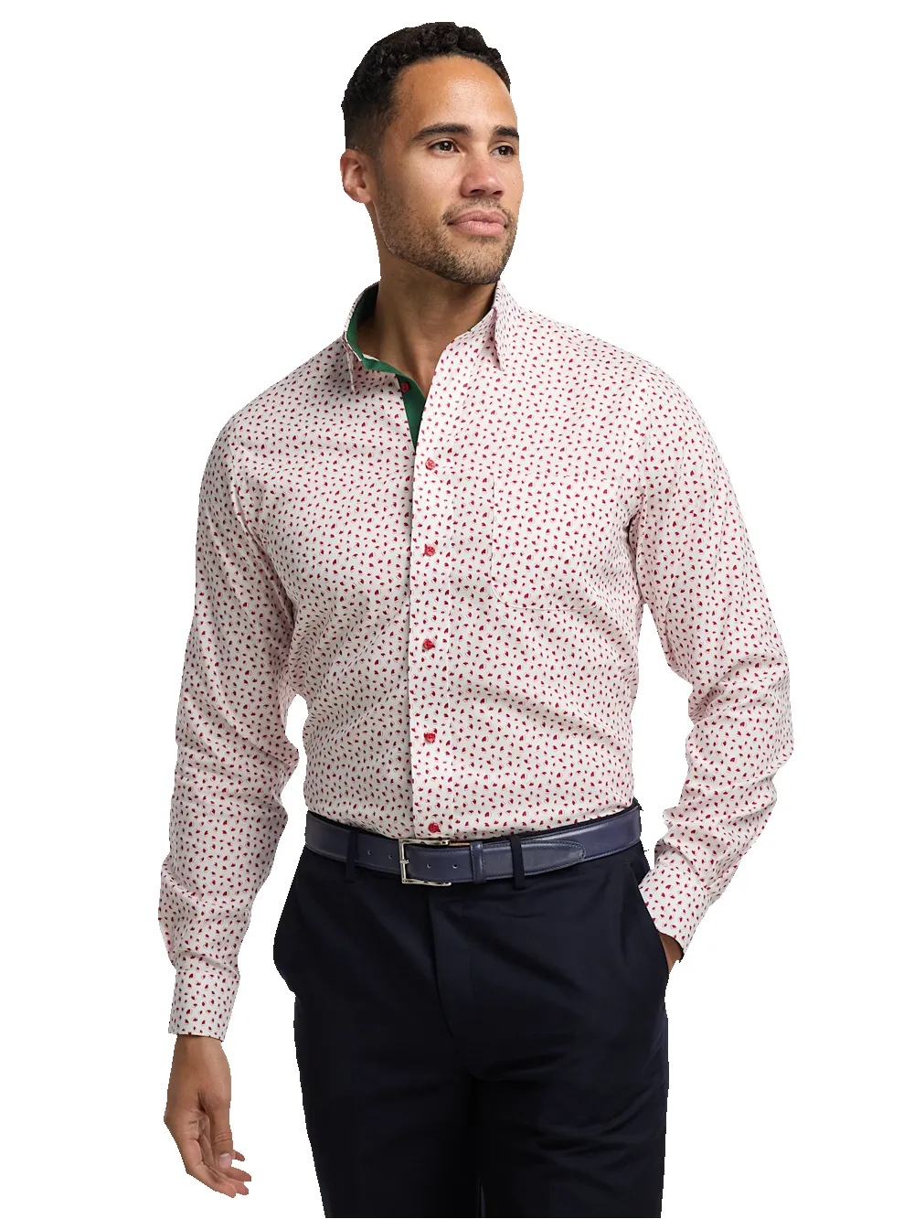 Comfort Stretch Non-Iron Novelty Dress Shirt With Contrast Trim - Red sold by Paul Fredrick product image thumbnail 2