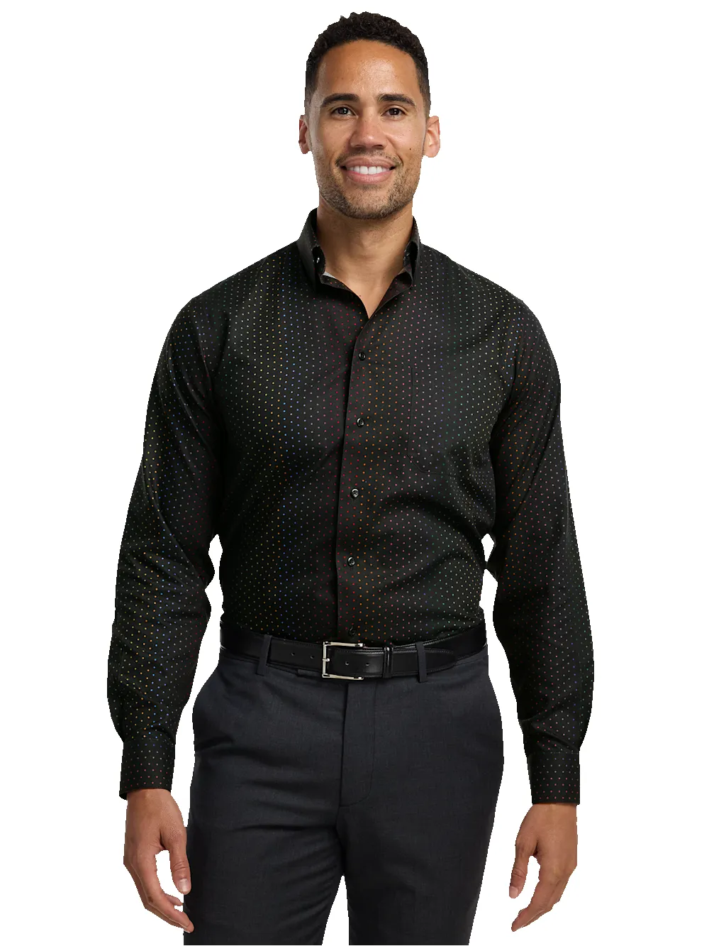 Comfort Stretch Non-Iron Dot Dress Shirt - Multi sold by Paul Fredrick product image thumbnail 2