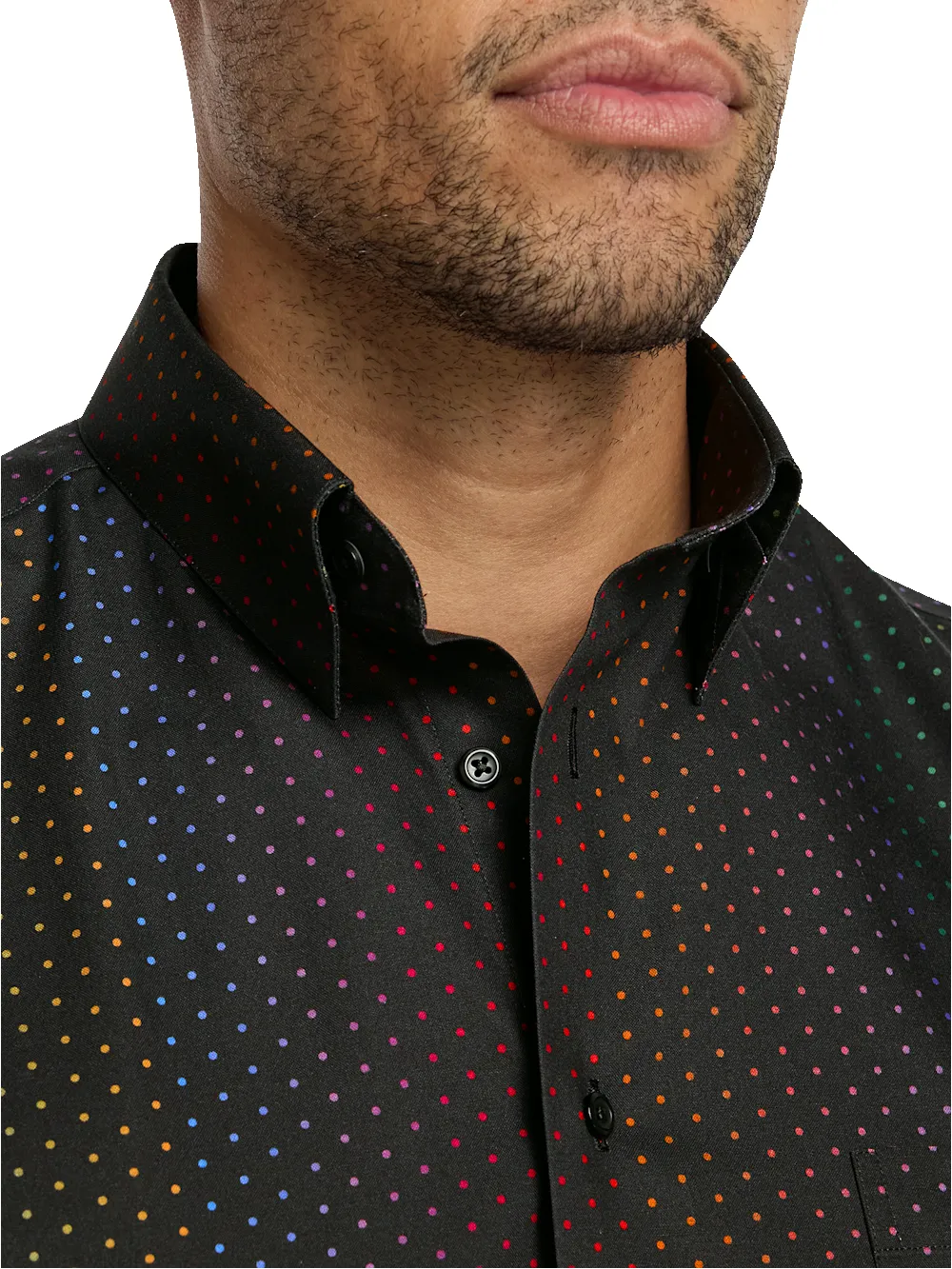 Comfort Stretch Non-Iron Dot Dress Shirt - Multi sold by Paul Fredrick product image thumbnail 3