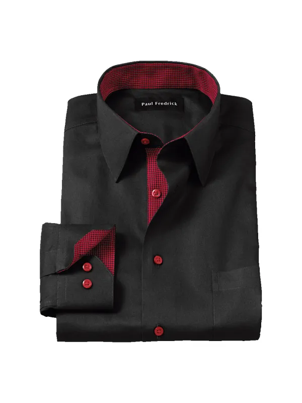 Comfort Stretch Non-Iron Solid Dress Shirt With Contrast Trim - Black sold by Paul Fredrick