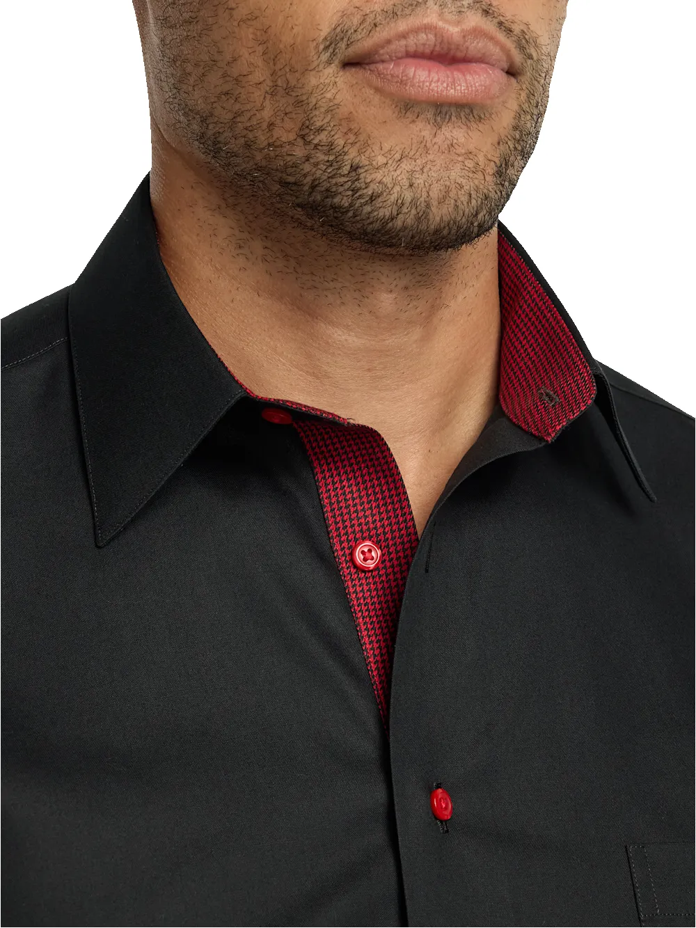 Comfort Stretch Non-Iron Solid Dress Shirt With Contrast Trim - Black sold by Paul Fredrick product image thumbnail 3