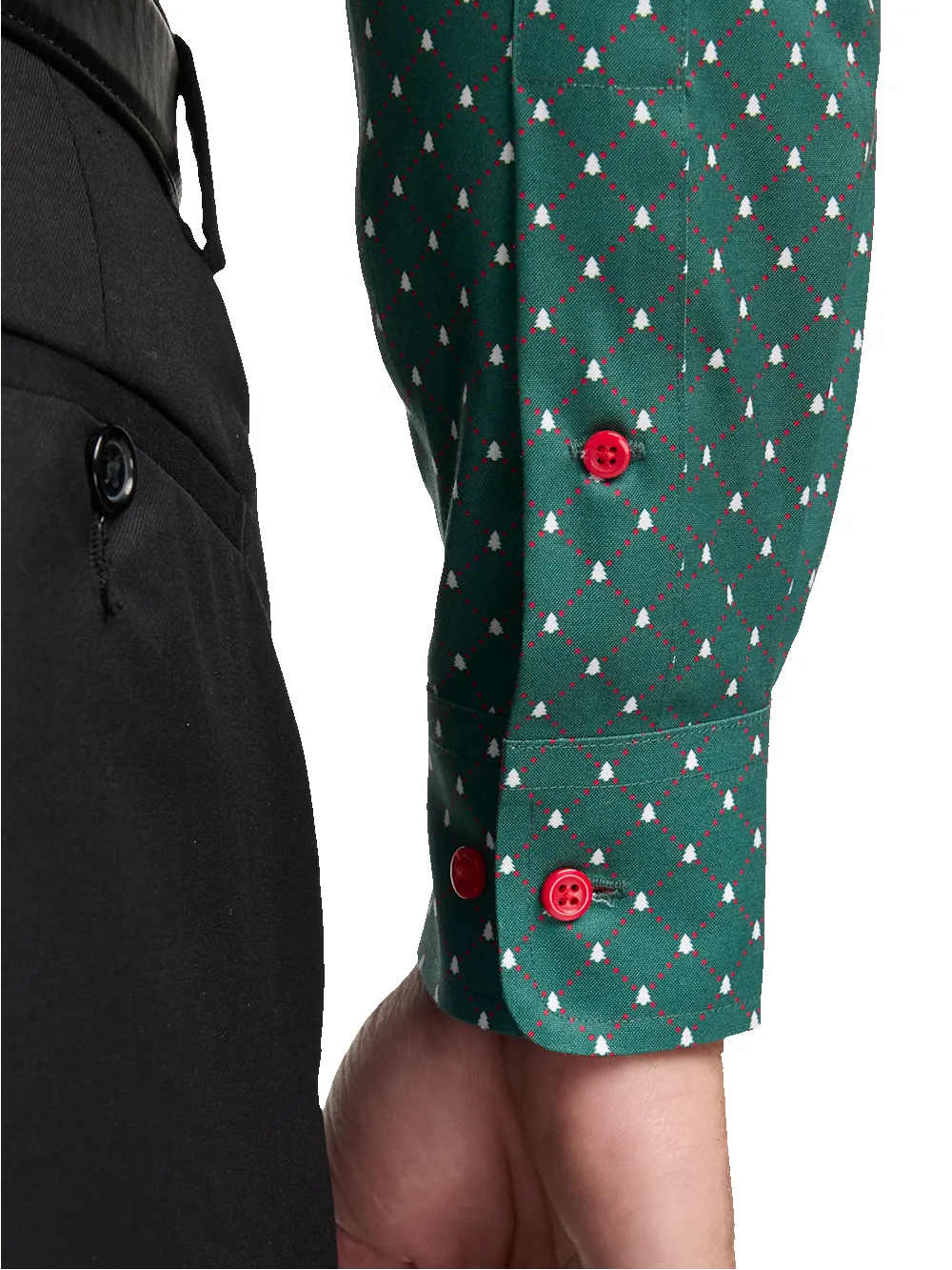 Comfort Stretch Non-Iron Novelty Dress Shirt With Contrast Trim - Green sold by Paul Fredrick product image thumbnail 4