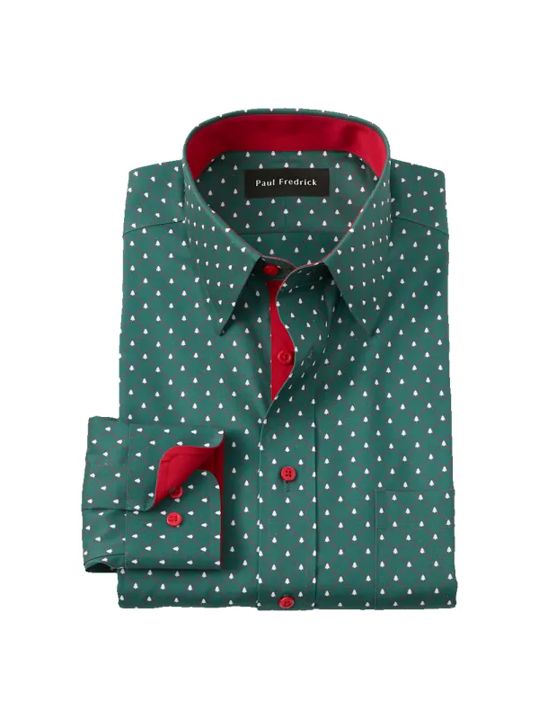 Comfort Stretch Non-Iron Novelty Dress Shirt With Contrast Trim - Green sold by Paul Fredrick