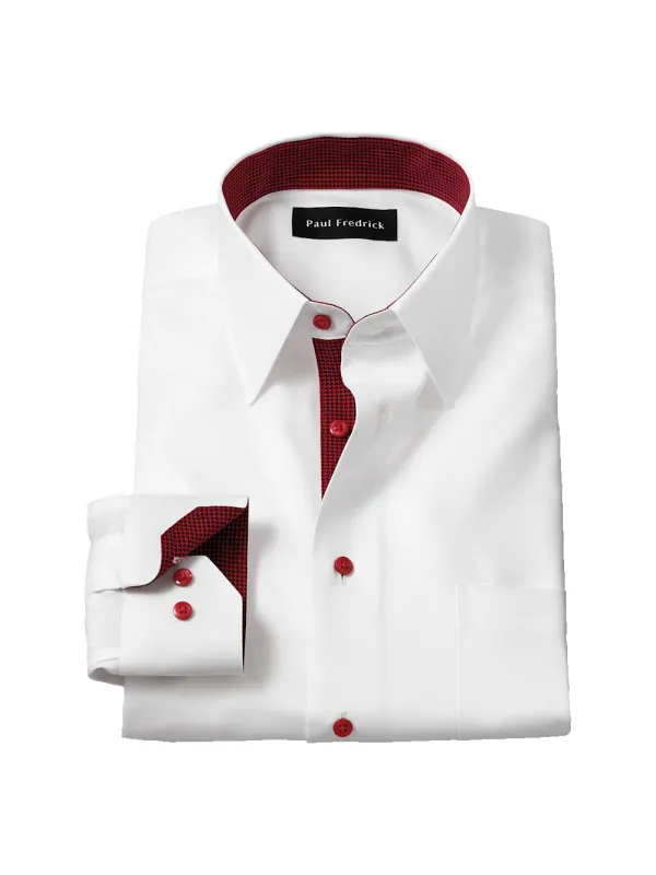 Comfort Stretch Non-Iron Solid Dress Shirt With Contrast Trim - White sold by Paul Fredrick