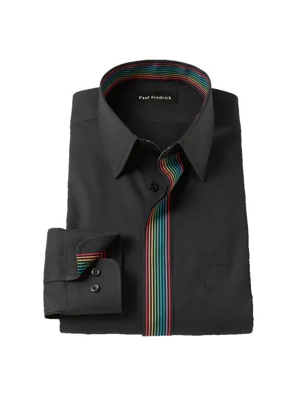 Comfort Stretch Non-Iron Solid Dress Shirt With Contrast Trim - Black Multi sold by Paul Fredrick