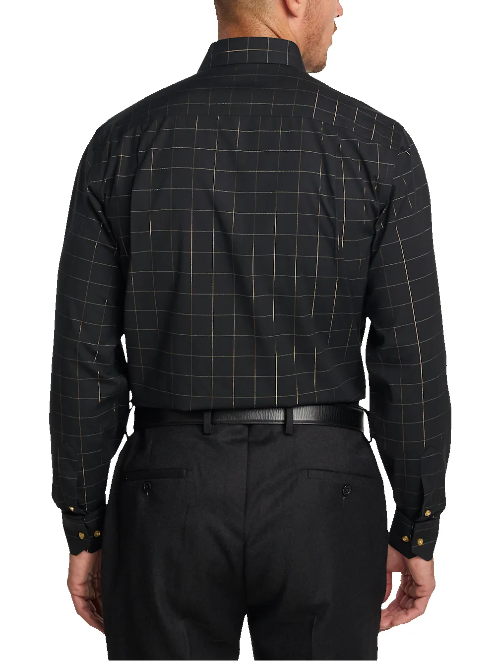 Comfort Stretch Non-Iron Check Dress Shirt - Black sold by Paul Fredrick product image thumbnail 5