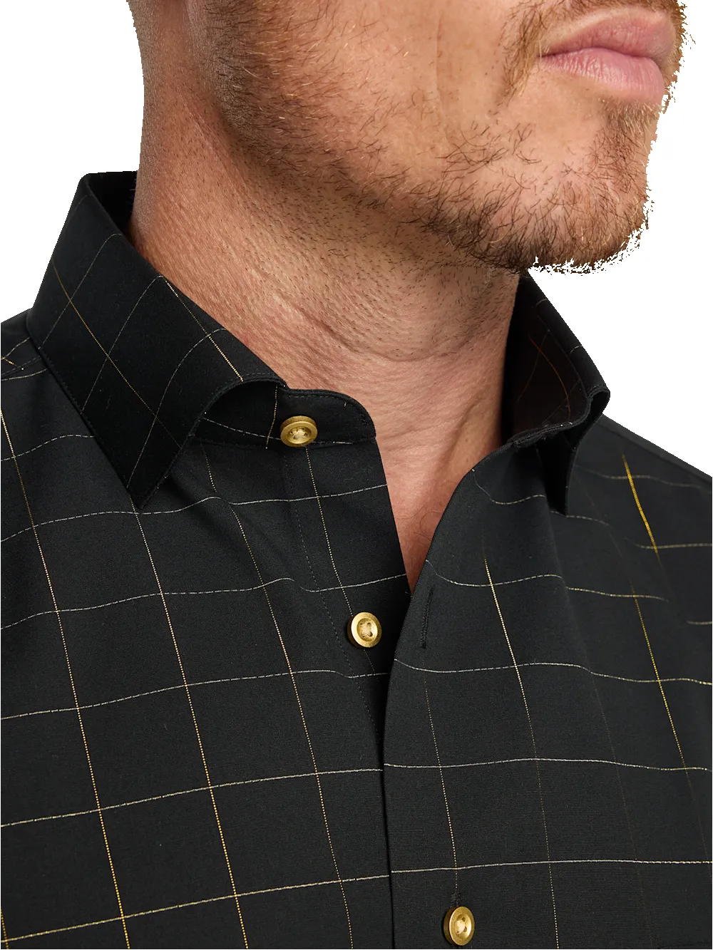 Comfort Stretch Non-Iron Check Dress Shirt - Black sold by Paul Fredrick product image thumbnail 3